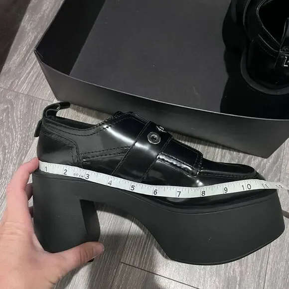 NIB LARROUDÉ Stewart Platform Oxford In Black Leather - Picture 10 of 13